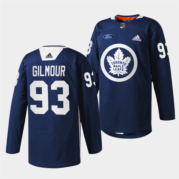 Mens Toronto Maple Leafs Retired Player #93 Doug Gilmour adidas Navy Primary Logo Warm Up Jersey